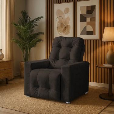 Imagem de Poltrona Cadeira Vitória Papai E Mamãe Com Encosto Macio Para Sala De Descanso Marrom