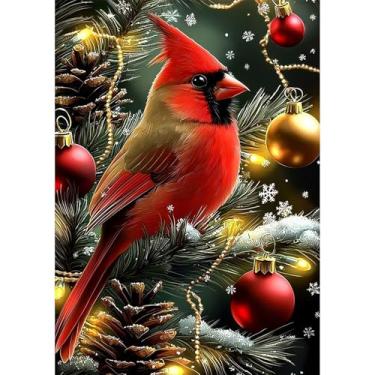 Imagem de Genius maker Kits de pintura de diamante Cardinalk de Natal para adultos, kits de arte de diamante 5D para iniciantes e faça você mesmo, kit de artesanato para decoração de parede de casa 30 x 40 cm