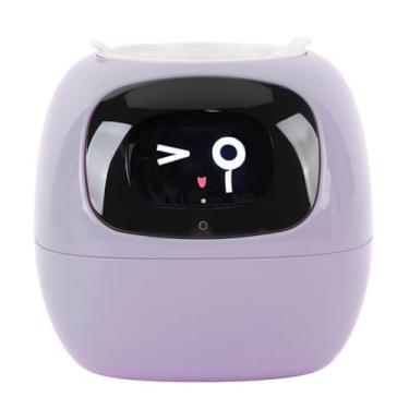 Imagem de Asixxsix Smart Flowerpot, Plantador de Animais de Estimação Inteligente Com Múltiplas Expressões e Moldura Digital, Maconha de Planta Interativa da IA, robô de Plantador Inteligente (Versão roxa em