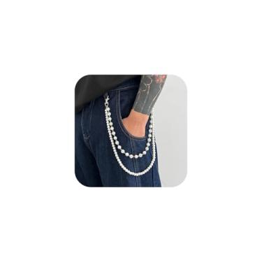 Imagem de Corrente de calça para homens e mulheres, corrente de strass, corrente de cintura hipster, corrente de jeans urbano, chaveiro, prata, bolsa de bolso, acessórios, joias corporais modernas, Big, Liga