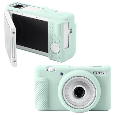 Imagem de Leayjeen Capa protetora de silicone compatível com câmera Sony Black Card ZV1-F, ZV1M2 ZV1F capa protetora de silicone macia, com capa de lente removível para fotografia (verde gelatina)