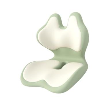 Imagem de oshhni Almofada para cadeira de escritório, assento e encosto, almofada para encosto, apoio para cóccix, ergonômica para assento, para cadeira gamer, casa, Bege Verde