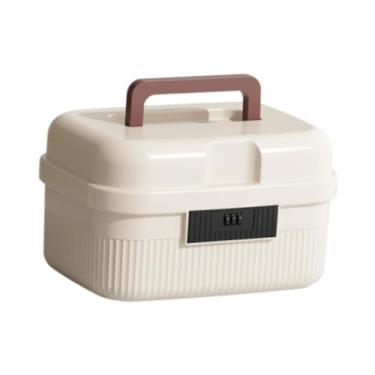 Imagem de KiBcsLic Caixa de armazenamento com fechadura com combinação de código, caixa de segurança com fechadura para escritório, carro, armazenamento de documentos, Branco