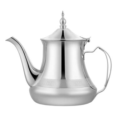 Imagem de IEUDNS Bule de chá de aço inoxidável, cafeteira com tampa, jarra de e água, 1,4L, chaleira de metal portátil, infusor para cozinha de hotel doméstico, Prata