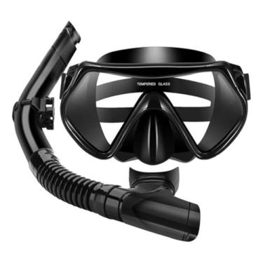 Imagem de Kit de Mergulho Máscara e Snorkel Lentes Uv Profissional Preto