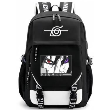 Imagem de Mochila Huoying Naruto Sasuke de couro PU de grande capacidade