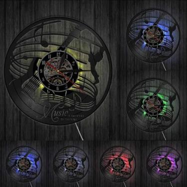 Imagem de Relógio de Parede de Disco de Vinil musical - Instrumento Musical Led 