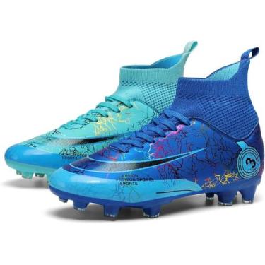 Imagem de Tênis de futebol masculinos de futebol com pontas longas, couro e borr