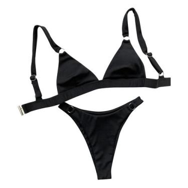 Imagem de Biquíni feminino conjunto sólido maiô duas peças preenchido sutiã roup