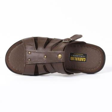Imagem de Sandália Carvalho Calçados Masculina Couro Conforto, Marrom, 43 BR