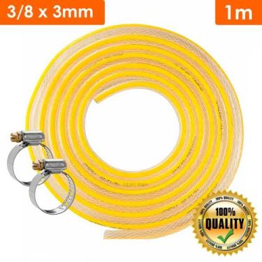 Imagem de Mangueira de Gás Cozinha Fogão Botijão GLP Trançada 3/8 x 2,7 mm + 2 A