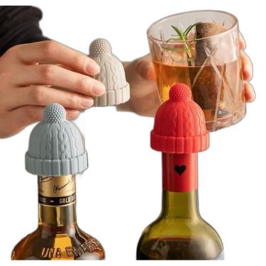 Imagem de Tampa De Vinho Touca Gorro Em Silicone Rolha - Natal