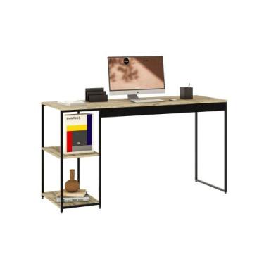 Imagem de Mesa c/Estante Baixa c/02 Prateleiras Tub 135cm Branco Chess - Est.Pre