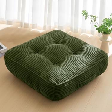Imagem de Almofada de chão lavável de 15 cm para adultos, almofada de meditação, assento quadrado grande, capa de veludo cotelê tufado removível, para sala de estar ou ioga, 55 x 55 cm, lavável na máquina
