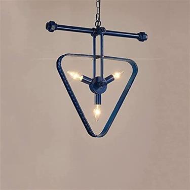 Imagem de Luminária pendente, Luminárias pendentes Luminária pendente industrial em V, de ferro metálico, café, bar, restaurante, retrô, de ferro, ajustável, em forma de triângulo, com 3 soquetes, com