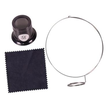Imagem de YIJU Ferramenta de reparo de lupa ocular com pano de vidro, lupa preta portátil para joalheiros, lupas, lentes de aumento, para joalheiros, 5x