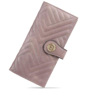 Imagem de Carteira fina BOSTANTEN feminina de couro com bloqueio de RFID roxa cl