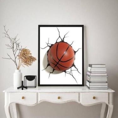Imagem de Quadro Decorativo Bola De Basquete 3D 24X18Cm - Com Vidro - Quadros On