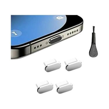Imagem de Protetor De Poeira USB C 4 Peças Com Escova De Limpeza, Tampas Anti-Po