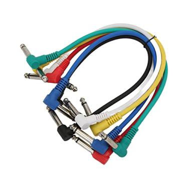 Imagem de WALFRONT 6 Peças de Pedais de Efeito Com Proteção de Cor para Redução de Ruído, Cabos de Remendo Com Metal + PVC para Baixo de Guitarra Elétrica para Transmissão Máxima de Sinal