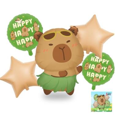 Imagem de Kit Cartelado Capivara 3D – 25 Modelos Temáticos (1 Unidade por Cartelado) – Decoração de Festa, Painel e Mesa Infantil – Foil Premium Luma Festas (Kit Cartelado Capivara Havaiana)