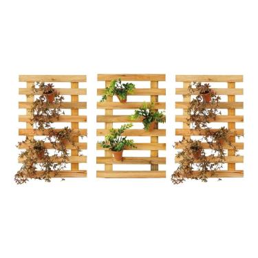 Imagem de Kit 3 Floreira Treliça Madeira 60x40 Jardim Vertical Horta