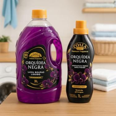 Imagem de Kit Lavanderia Coala Linha Laundry Orquídea Negra Lava Roupas 3L + Amaciante 1L Perfume Intenso, Maciez Prolongada e Roupas Perfumadas por Muito Mais Tempo