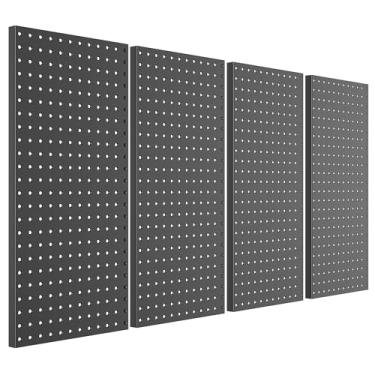 Imagem de Pegboard Smith Painéis de metal de 30,5 x 61 cm, pacote com 4 placas organizadoras de ferramentas pretas montadas na parede, placa de armazenamento de ferramentas resistentes para garagem, bancada de