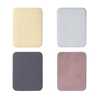 Imagem de Tapete Retangular Geométrico em Relevo, Cores Sortidas Bege, Azul, Rosa e preto, Antiderrapante para Banheiro e Cozinha