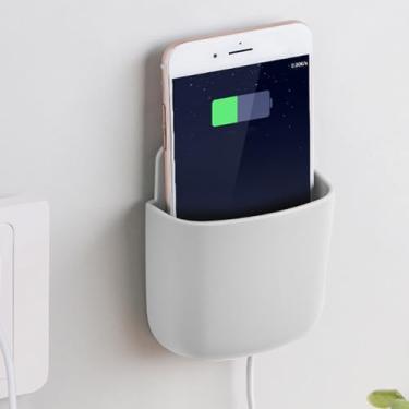 Imagem de Caixa de armazenamento de controle montada na parede para sala de estar ou quarto, pequena caixa para telefone e acessórios, branca