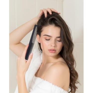 Imagem de Pente de barbeiro de dentes finos e largos, corte de fibra de carbono preto para todos os cabelos-LCC33-01