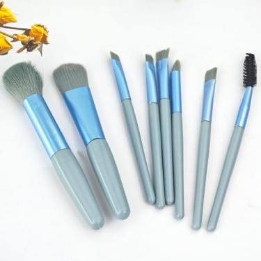 Imagem de Conjunto de 8 pincéis de maquiagem portáteis macios para corretivo, sobrancelhas, delineador