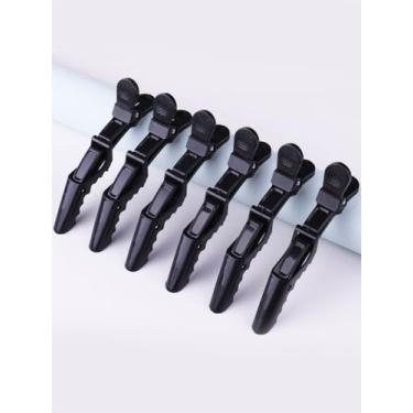 Imagem de Pacote com 6 clipes de cabelo jacaré para corte de cabelo, grampos antiderrapantes para corte de cabelo, grampos de cabelo de salão de beleza de plástico profissionais duráveis com dentes largos