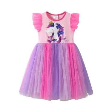 Imagem de Vestido Infantil Sem Mangas Com Gradiente De Tule E Patchwork De Unicó
