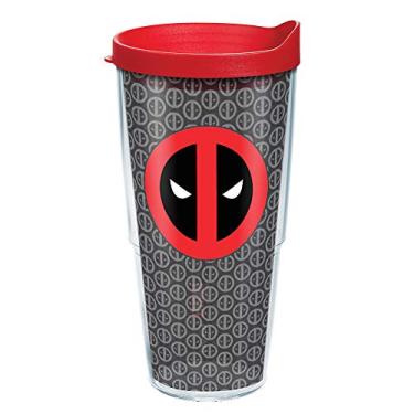 Imagem de Tervis Feito nos EUA de parede dupla Marvel - copo térmico Deadpool mantém as bebidas frias e quentes, 680 g, ícone repetido