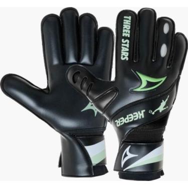 Imagem de Luva de Goleiro Juvenil Three Stars Keeper, Preto, GRANDE = 7