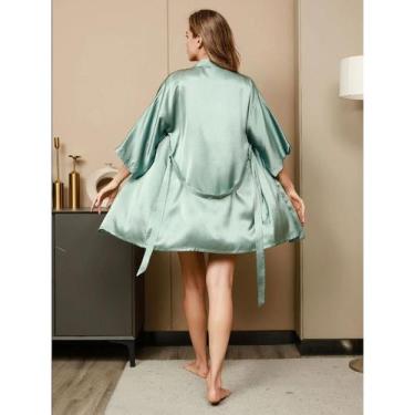 Imagem de Robe roupão em cetim LUXO noiva casamento madrinha camisola hobby pija