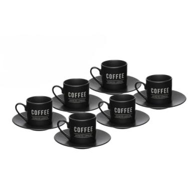 Imagem de Conjunto de XíCarase de Porcelana, Composto por Pires, Com Seis XíCaras e Doze Pires No Total. Cada XíCara Tem Capacidade para 80 Mililitros(Preta)