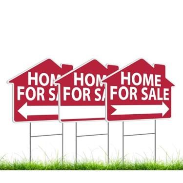 Imagem de Conjunto de 3 placas 30,5 x 40,6 cm à venda pelo proprietário placa pequena anúncio de venda de casa - placas de venda de proprietários para compradores e corretores de imóveis placas de gramado com