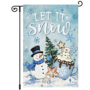 Imagem de Louise Maelys Let It Snow Garden Bandeira Inverno Boneco de Neve Caneca de Café 30,5 x 45,7 cm Dupla Face Floco de Neve Bem-vindo Árvore de Natal Feriado Sazonal Pequeno Sinal de Quintal de