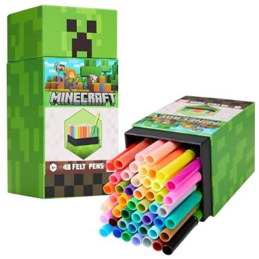 Imagem de Minecraft Canetas de colorir para crianças, 48 peças para colorir para crianças, materiais de arte, canetas com ponta de feltro, marcadores laváveis, presentes para jogadores