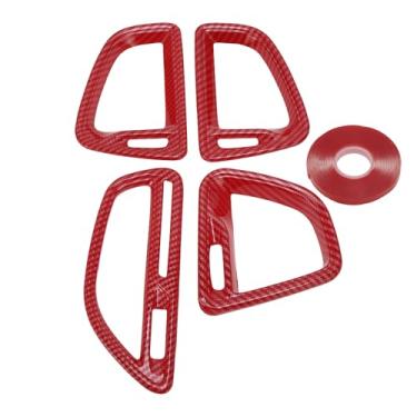 Imagem de TUCKBOLD Moldura de cobertura de ventilação de saída de ar condicionado para Dodge Challenger 2015-2024 console central (centro frontal esquerdo dianteiro direito) fibra de carbono vermelho 1 conjunto