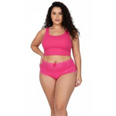 Imagem de Kit 2 calcinhas plus size Amanda Pala alta,microfibra,renda - MDJ, 48