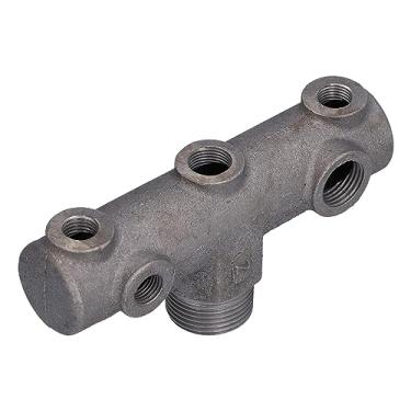 Imagem de Suporte do interruptor do compressor de ar Conector de válvula de 6 vias Suporte de válvula multiportas de ferro fundido resistente com interface de rosca macho para acessórios de