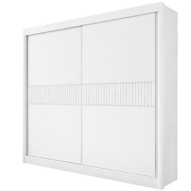 Imagem de Guarda Roupa Casal Cancun Ripado 2 Portas 6 Gavetas Sem Pés - D' Doro Branco/ripado