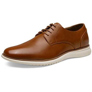Imagem de Jousen Sapato social masculino Brogue formal com cadarço Oxfords, Marrom-733, 47