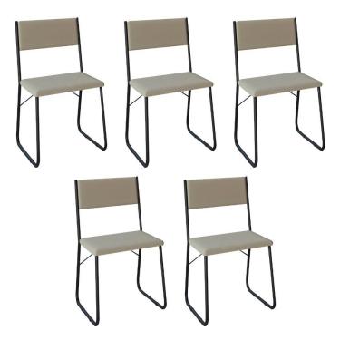 Imagem de Kit 5 Cadeiras De Jantar Estofadas Angra - BegeBege