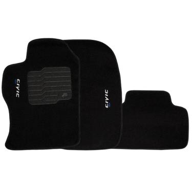 Imagem de Jogo de Tapete Automotivo Carpete New Civic 2014 à 2016 Soft Logo Bordado 3 Peças