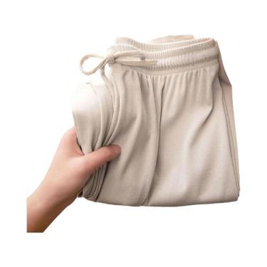 Imagem de Calças Femininas Soltas com Cintura Elástica - Perna Larga e Confortáv