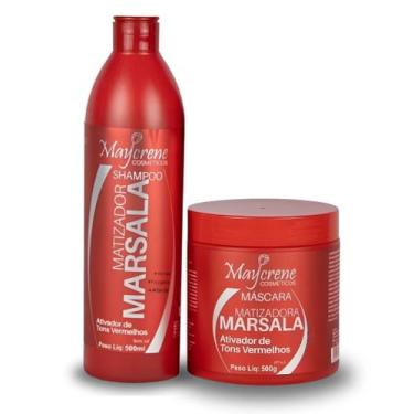 Imagem de Kit Para Cabelos Vermelhos Matizador Marsala Maycrene - Shampoo - Cond
